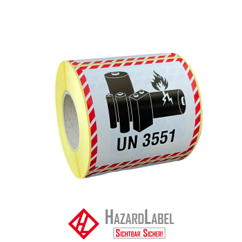 Batterylabel UN3551, 10x10 cm, Paperlabel